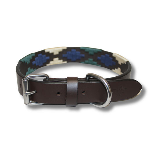 Collar de cuero para perro bordado a mano modelo iguazu la casa de turron