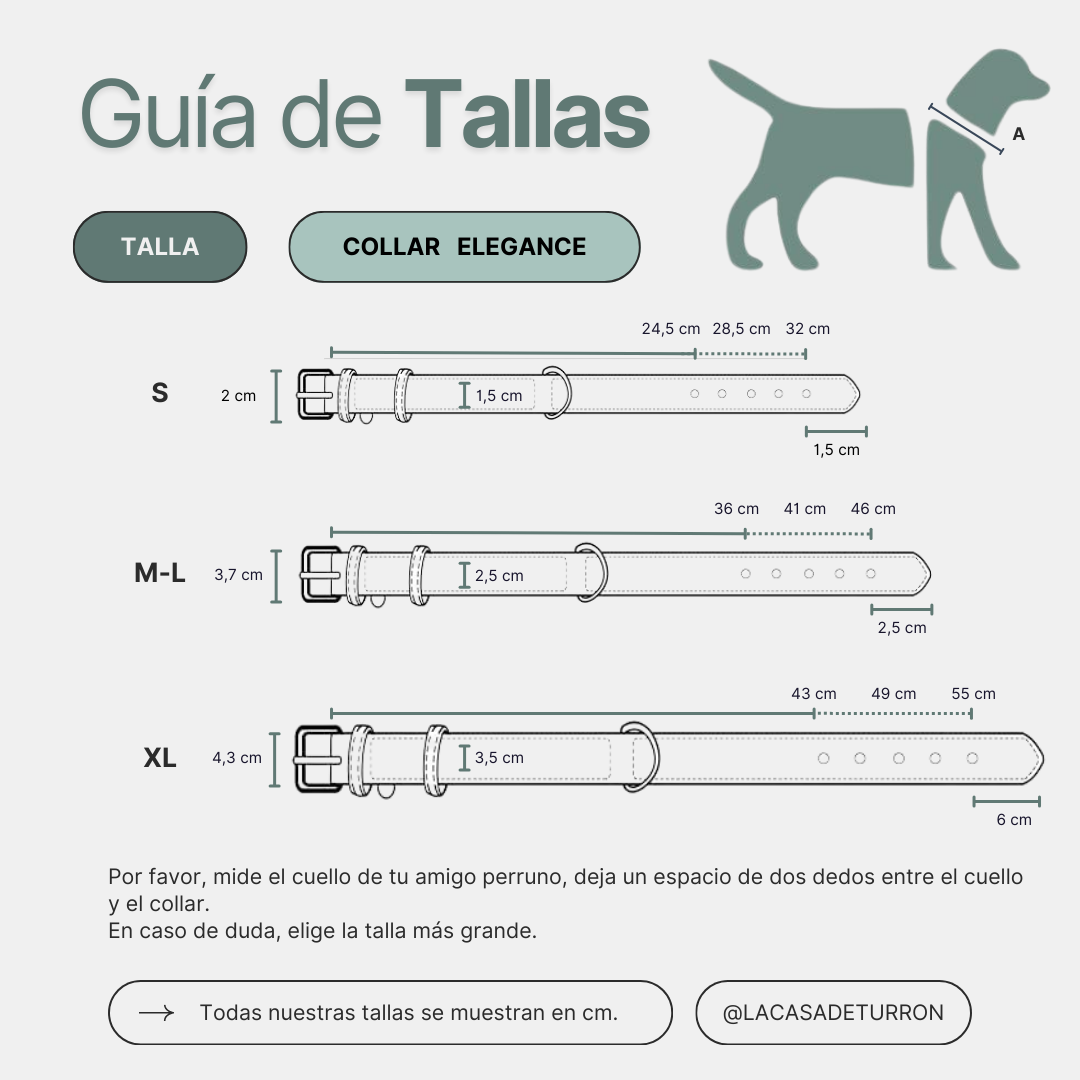 guia de tallas collar elegance la casa de turron